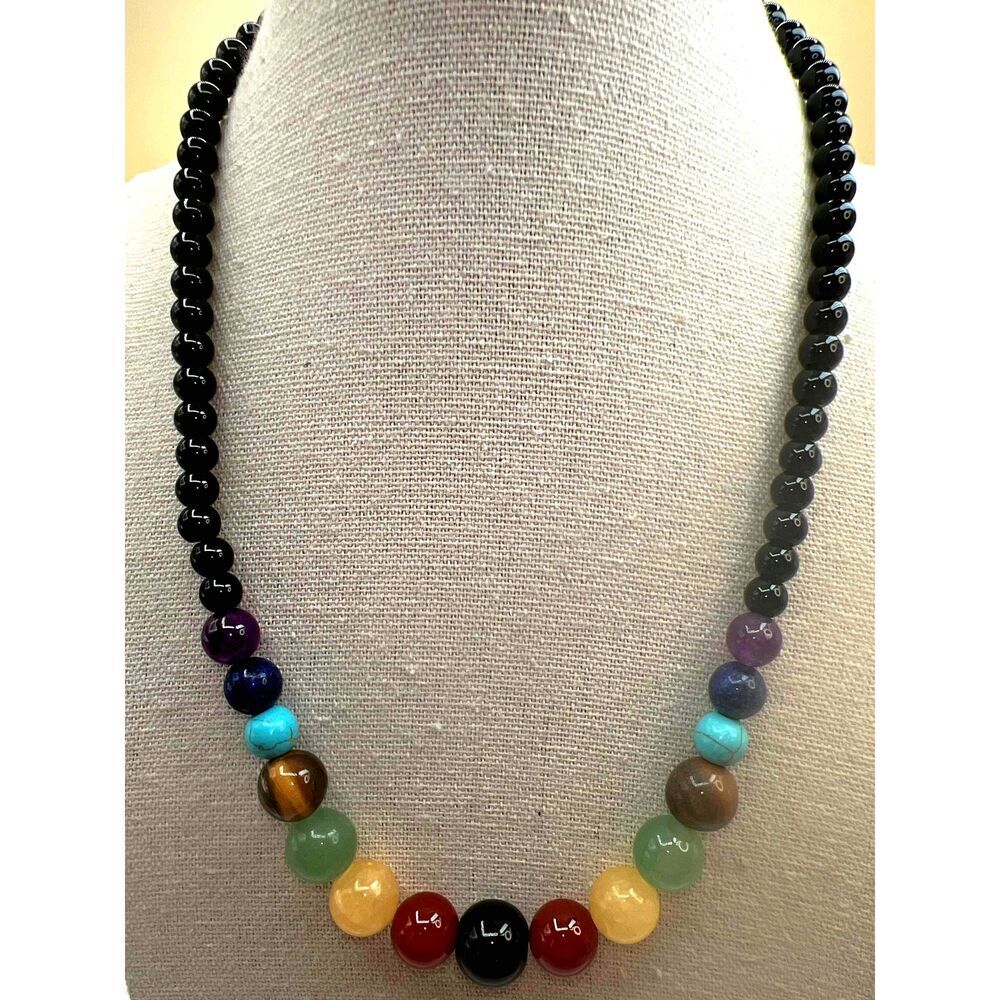 NEW Healing 7 Chakra Crystal Necklace With Multicolored Beads
